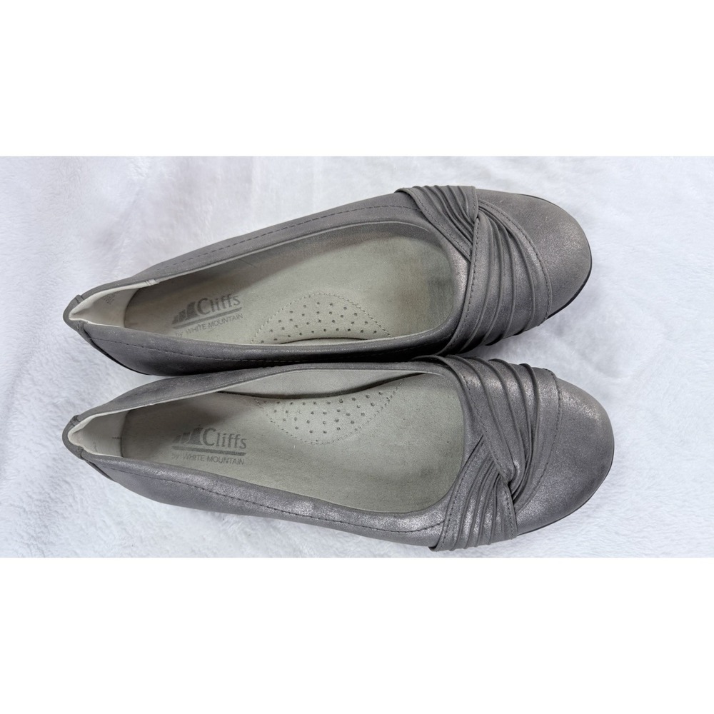 Cliffs By White Mountain Shoes Womens 8 Clara Ballet Flats Black Pewter Gray Lot - Picture 2 of 13